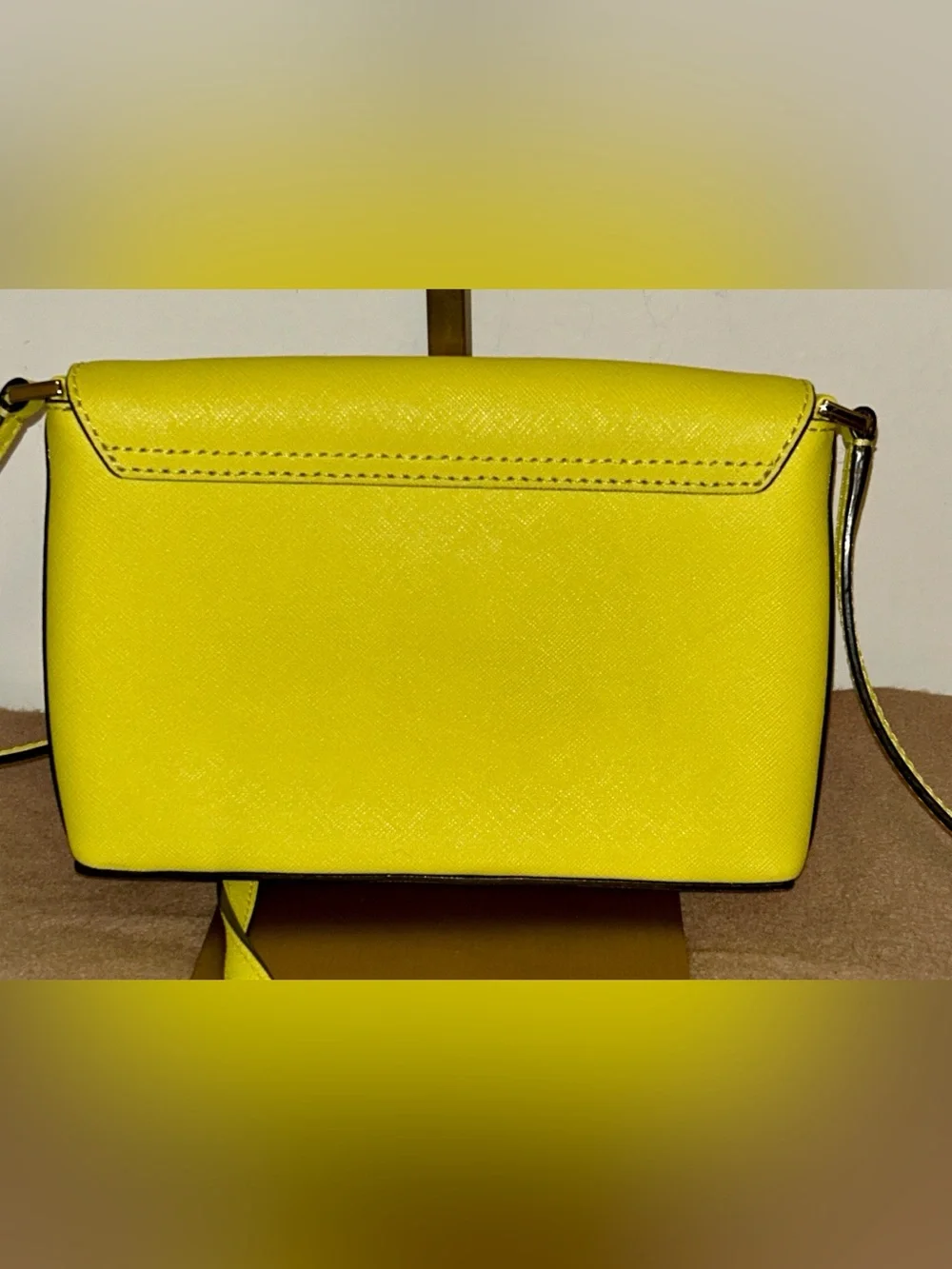 Kate Spade New York Highlighter Yellow Leather Turnlock Crossbody Bag